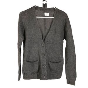 Aritzia TNA Wool Mohair Dark Grey Button Cardigan Sz XS
